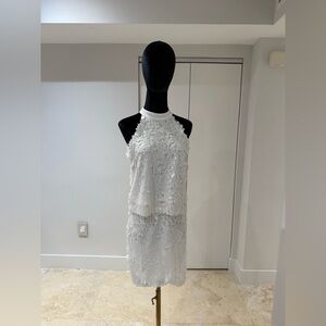 CALL ALL THE BRIDES 💗👰🏼‍♀️ NwT White Sequin set size S: miniskirt + highneck top